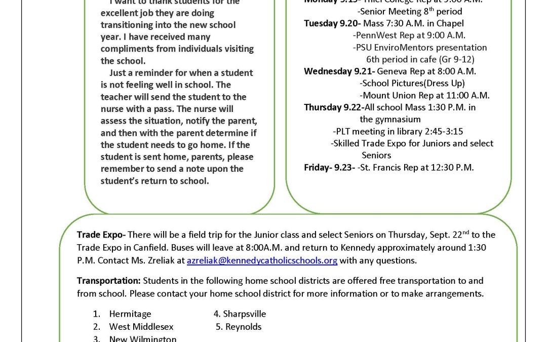KCMS/HS weekly news 9-19
